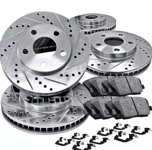 Set 4 Gebohrt Bremsscheiben + Bremsklötze Vorne Hinten Für Dodge Ram 2006-2018