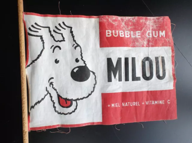 Rare fanion Tintin Milou Bubble gum