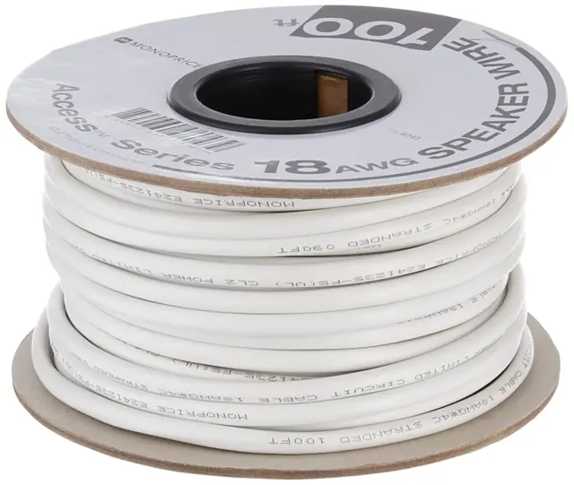 Monoprice Access Series 18 Gauge AWG CL2 Rated 4 Conductor Speaker Wire/ Cable -