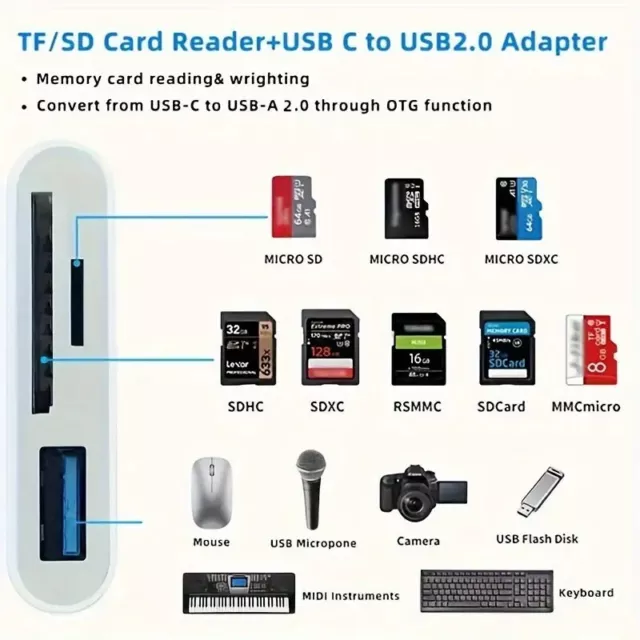 Kartenleser Typ-C | USB C auf USB SD TF OTG Adapter 3in1 für MacBook Samsung 2