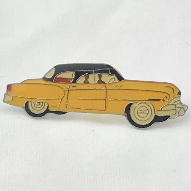 Classic Car Pin Brooch Yellow Vintage 2 Door Coupe