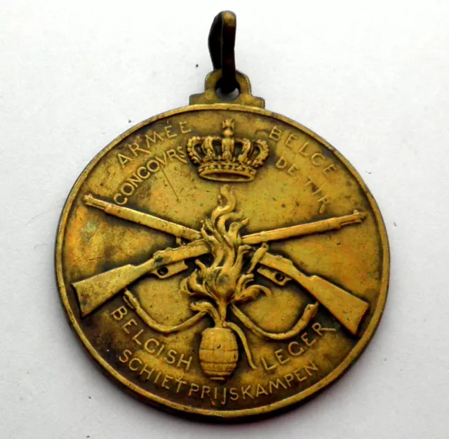 BELGIAN ARMY SHOOTING CONTEST AWARD ca1930 Bronze Medal 35.3mm 16.3g. BB8