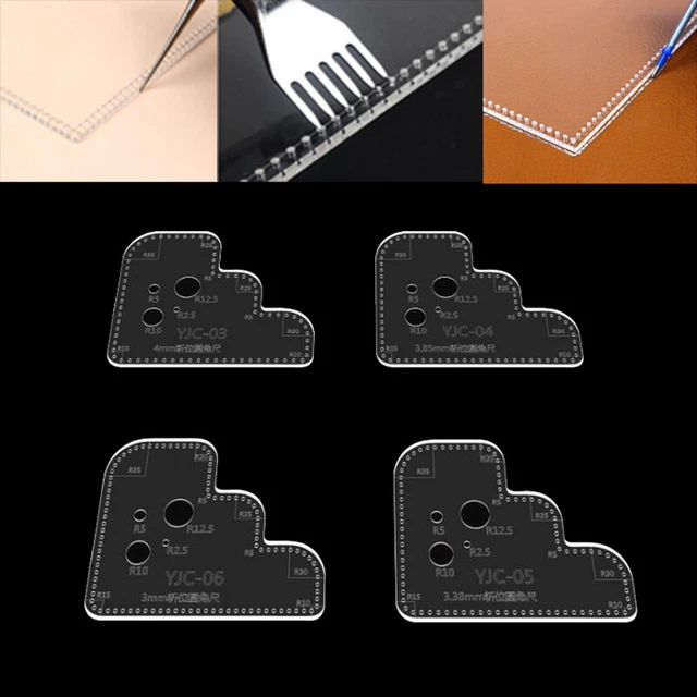 LEATHER CRAFT PERSPEX Cutting Stencil Template Embossing Corner Sewing