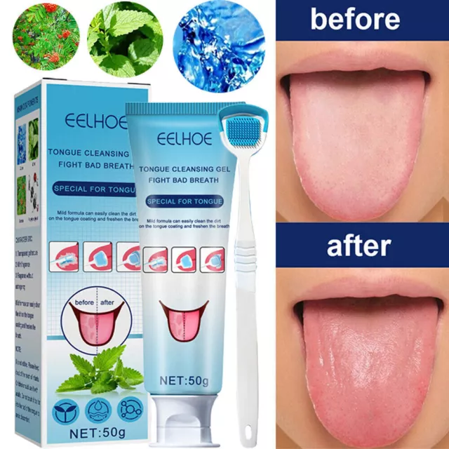 Tongue Cleaning Gel with Tung Scraper Brush Fresh Breath Kit Clean Set AU 2