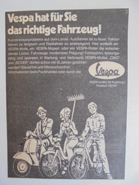 VESPA Mofa Moped Roller Ciao Boxer Augsburg - Anzeige Württ. Wochenblatt 1971