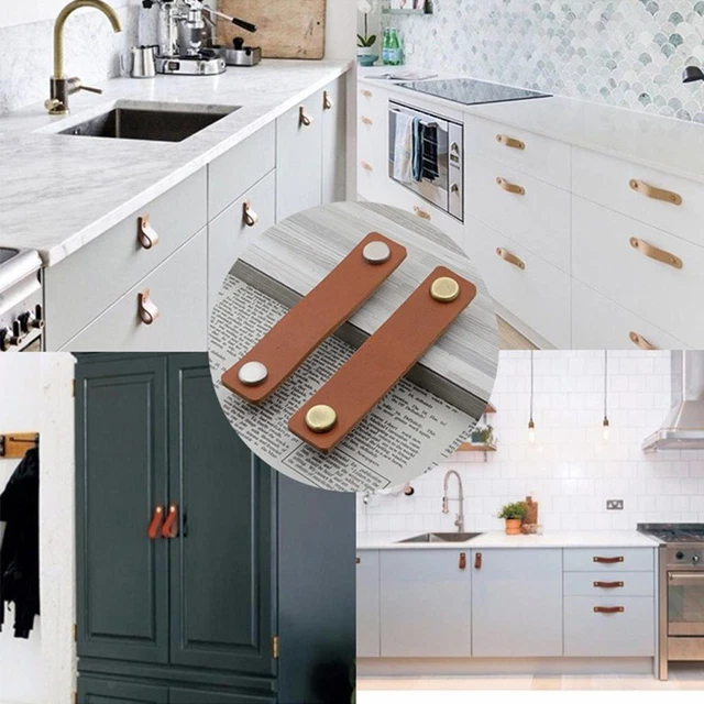 6 Packs PU Leather Cabinet Pulls Cupboard Drawer Dresser Door Knob Handle