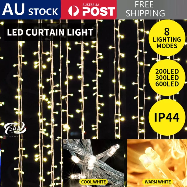 300 600 LED String Fairy Curtain Lights Waterfall Lamp Christmas Wedding Party