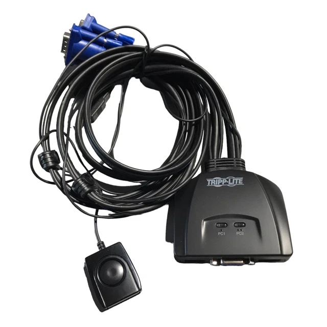 (New) Tripp Lite B032-VU2 2-Port USB/VGA Cable KVM Switch w/ Remote