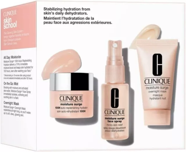 Clinique Moisture Surge Hydrator, Glowing skin Essentials 3 pc Skincare Gift Set