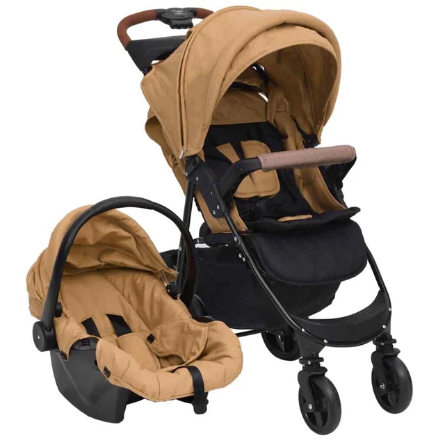Poussette pour bébé 3-en-1 Taupe Acier
