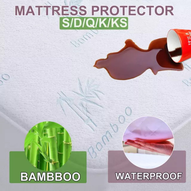 Bamboo Anti-bug Matress Waterproof Mattress Protector Bed Single King Queen