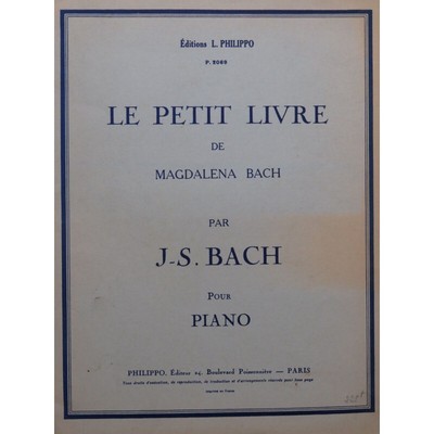 Livres De Partitions Pour Piano J.S BACH debut XXème 