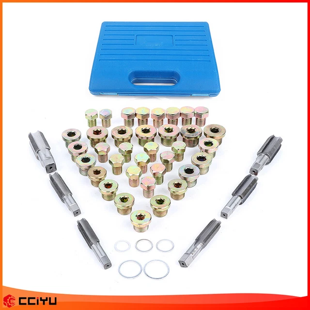 Oil Pan Thread Repair Kit Sump Gearbox Drain Plug Tool Set 114 Pcs