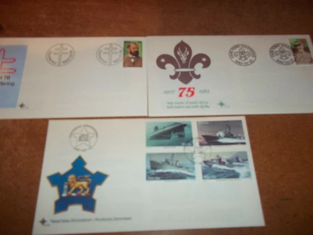 3 X RSA (South Africa) 1982 FDC Naval Base Simonstown Boy Scouts SA We Fight TB