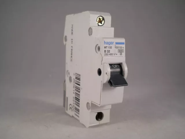 Hager MCB 32 Amp Single Pole Circuit Breaker Type B 32A B32 450132 MT132