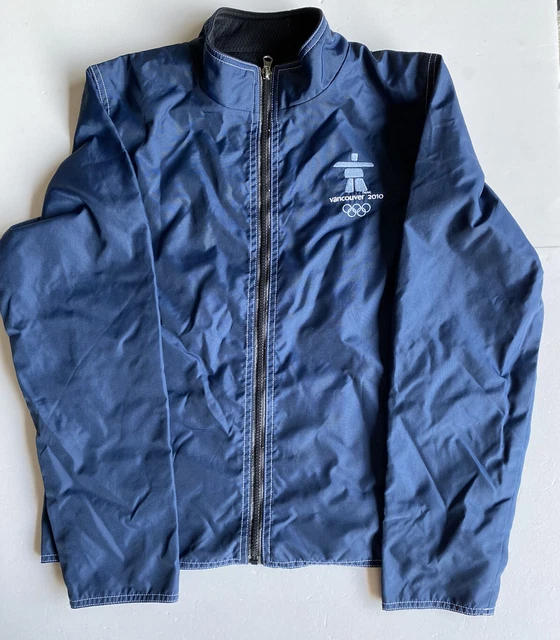 Vancouver 2010 Olympics Jacket HBC Navy Blue Ladies M 100% Nylon Made in Canada