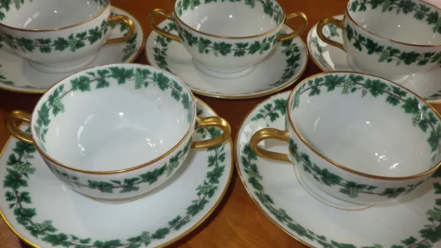 Burley Co Chicago Haviland Limoges France Cream soup cup and saucer sets 5 sets 2