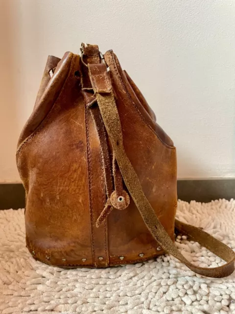 Alter Lederbeutel Ledertasche antik Handtasche Tasche 100 Jahre alt