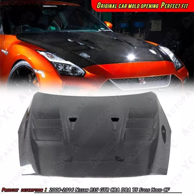 CARBON Kit For 08-16 Nissan R35 GTR CBA DBA TS-Style Front Hood Bonnet Cover