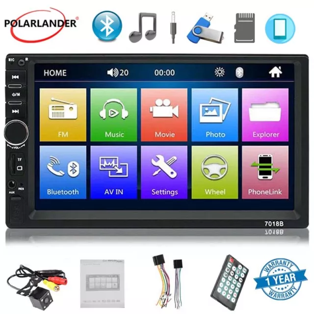 7"  2 DIN Autoradio Mirror Link Touch Screen Stéréo Bluetooth MP5 Player +Camera