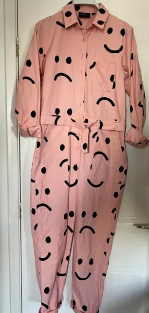 Lazy oaf sad happy pink boiler suit size small 8 cotton sold out Womens