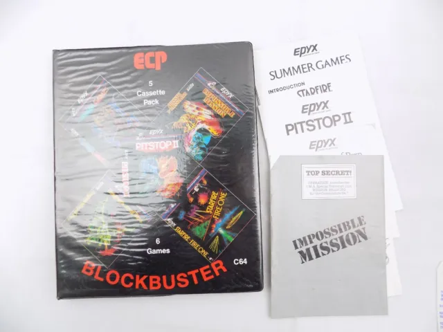 Boxed Commodore 64 C64 Blockbuster Game Pak 5 Game Cassettes