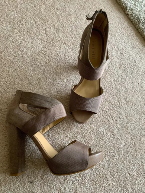 Nine West Glowy3 Women's size 10 M Heel Sandals Multi Strap Square Toe Shoes  New | eBay