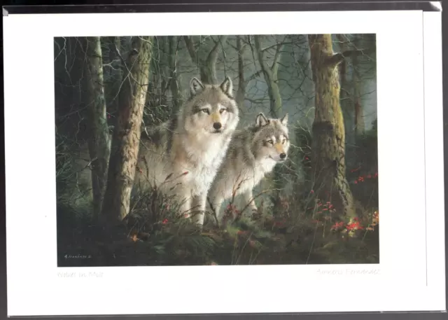 WOLVES IN THE MIST - Realism by Amneris Fernandez - New 6" x 9" Art Card