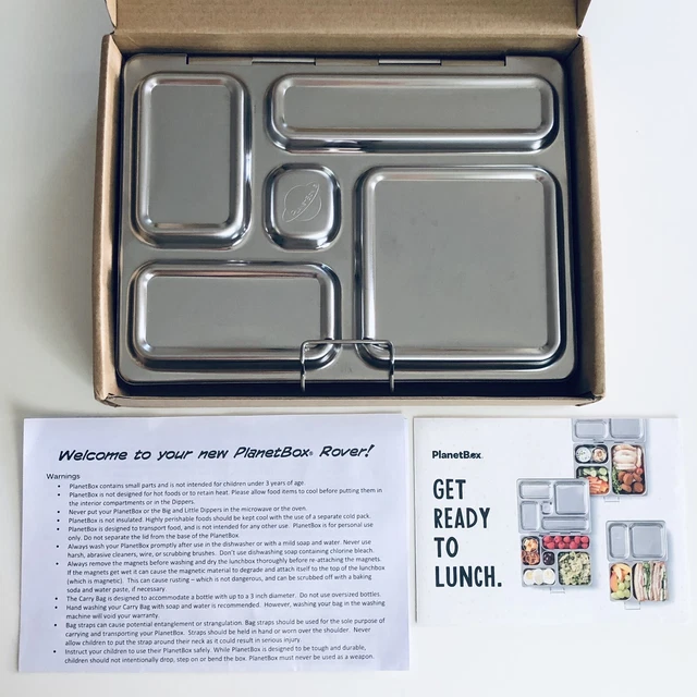 PLANETBOX Rover Stainless Steel Metal 5 Compartments Bento LUNCH BOX Planet Box