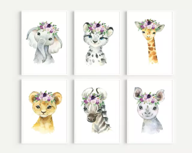 Safari Animal Nursery Prints, Bedroom Wall Art, Pictures, Girls Nursery Decor 3