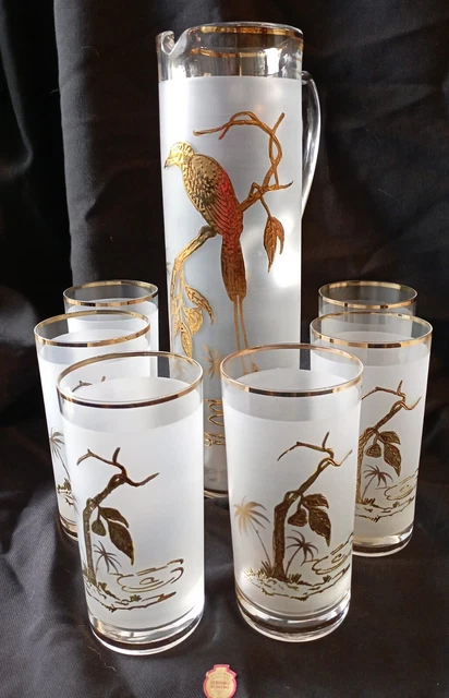 Gobelets vintage en or : lot de 6 verres à cocktail à monture dorée - France