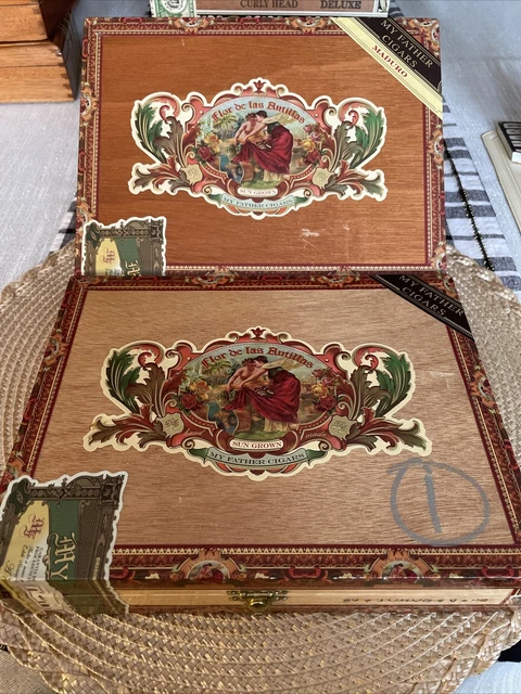 2x My Father Cigars Flor De Las Antillas Robusto Empty Wooden Cigar Box 9x6x1.75