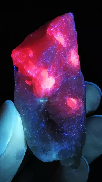 31g Natural Red Fluorescent Columnar Corundum Ruby Rough Mineral Specimen