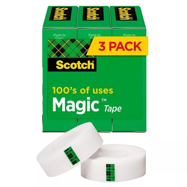 Scotch Magic Tape Refill 3 Rolls, 3/4" x 1000" Per Roll, Original Matte Finish