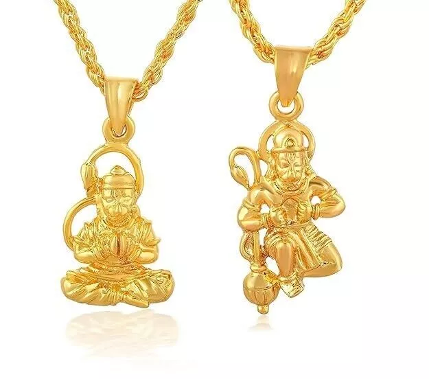 Combo of Gold Plated Brass God Hanuman Bajrang Bali Pendant