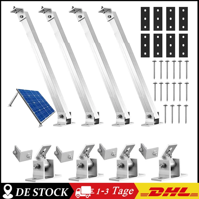 Kit Di Montaggio Per Pannelli Solari A Tetto Piano – Guida In Alluminio 12 Cm, Morsetti Regolabili 30-35 Mm – Supporto Fotovoltaico Per 2 Moduli