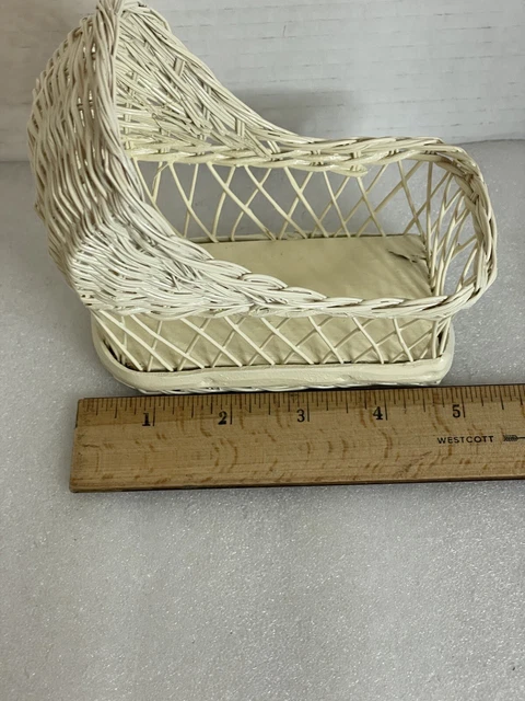 Baby Doll Bisque Porcelain Cloth Body Handmade Dress Hat Wicker Carriage Vintage 12