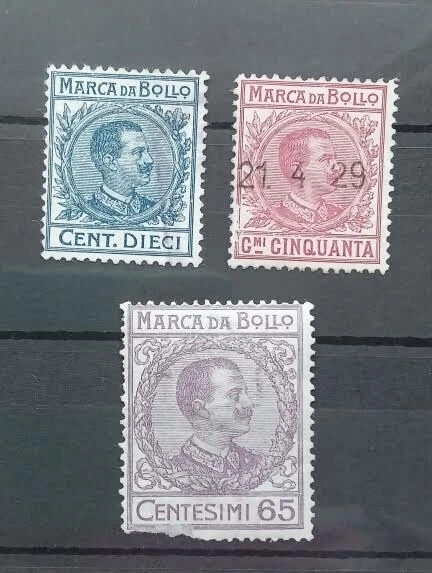 timbre Italie Marca da Bollo Lot 10/50/60 cent  