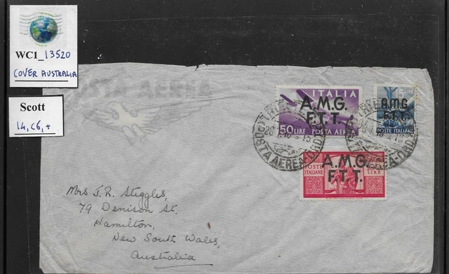 WC1_13520. ITALY: TRIESTE FTT. Cover w. 100 Lire 1947 DEMOCRATICA. Scott 14& mor