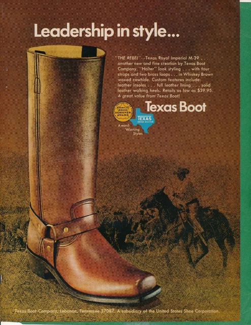 Magazine Ad - 1970 - Texas Boots - Lebanon, TN - "The Rebel"