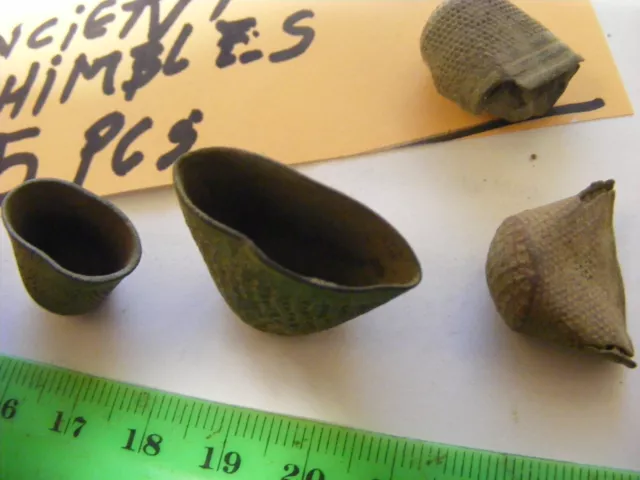 Lot of 5 "ANCIENT"  Metal Thimbles,metal detector finds in Britain, 3