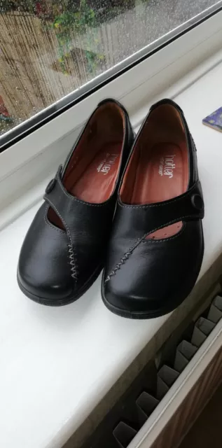 Hotter Dizzy ladies Black leather Mary jane flat shoes Size 6 UK/39 EU