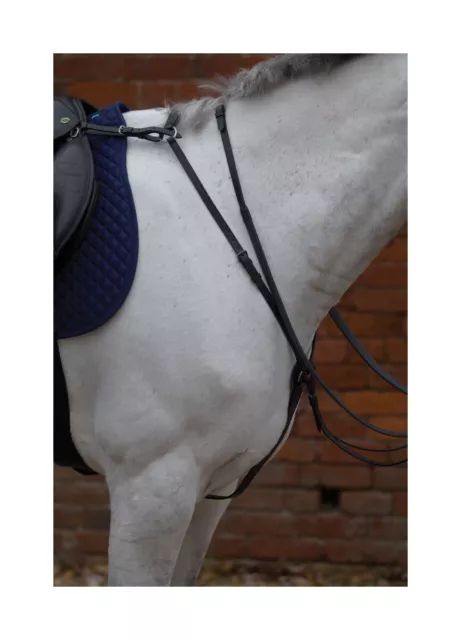 Hy Equestrian Hunting Breastplate Adjustable Leather With Removable Martingale