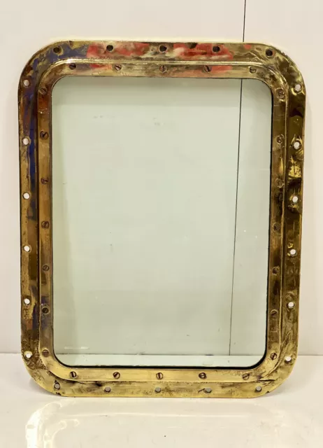 Original Maritime Brass Nautical Square Porthole/Window Fiber Glass Ship Light