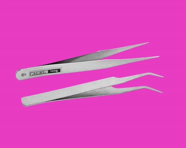 2x Pinzette, Zange für Nail Art, Nageldesign Wimper Acryldekoration Strasssteine