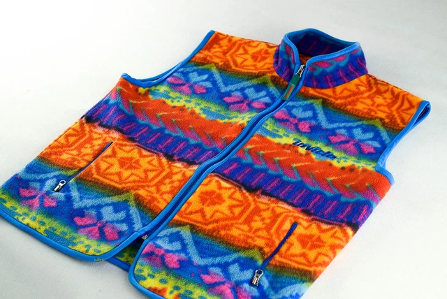 Gilet Invicta Pile Gilet Giacca Inverno Funky Colours Vintage Oldschool M-L