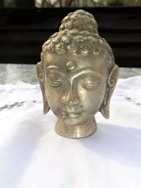 Buddha Kopf Figur aus Messing Glücksbringer Feng Shui