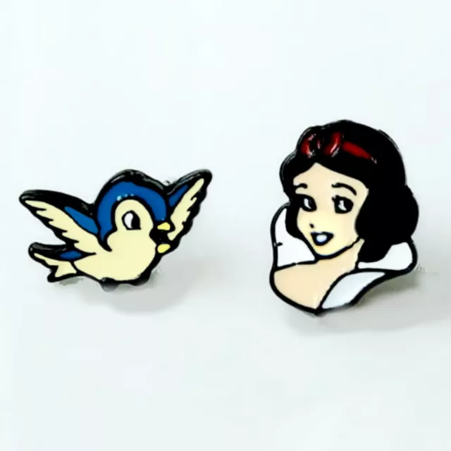 SNOW WHITE & BLUE BIRD Stud Earrings~7 Dwarfs~Disney Fan Birthday Present Gift