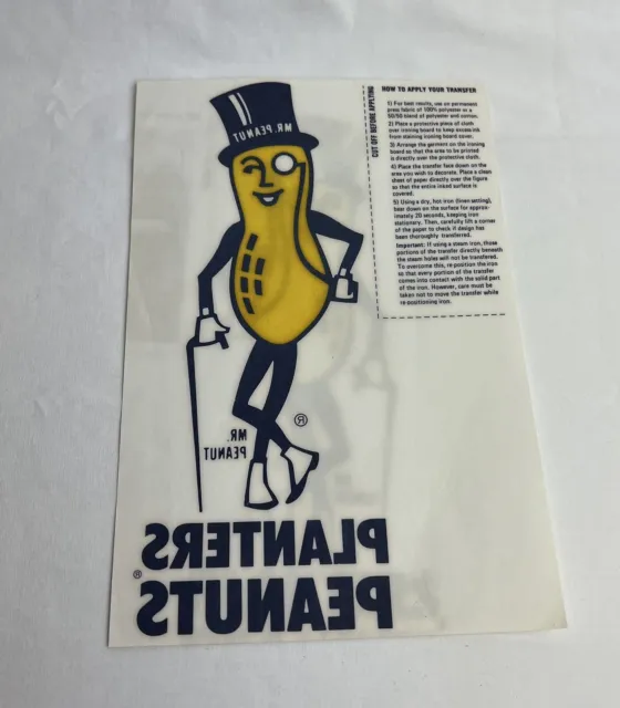 Vintage Planters Mr. Peanut Original Advertising IRON ON Shirt Transfer