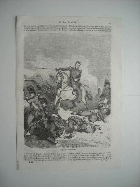 1864 Engraving. Italy Campaign. Le General De Wimpffen, Ne A Laon En 1811.